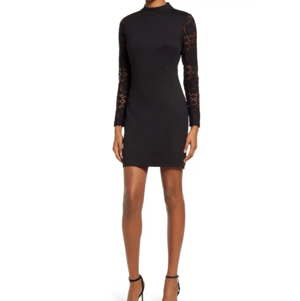 Lulu's Little black dress with lace sleeves